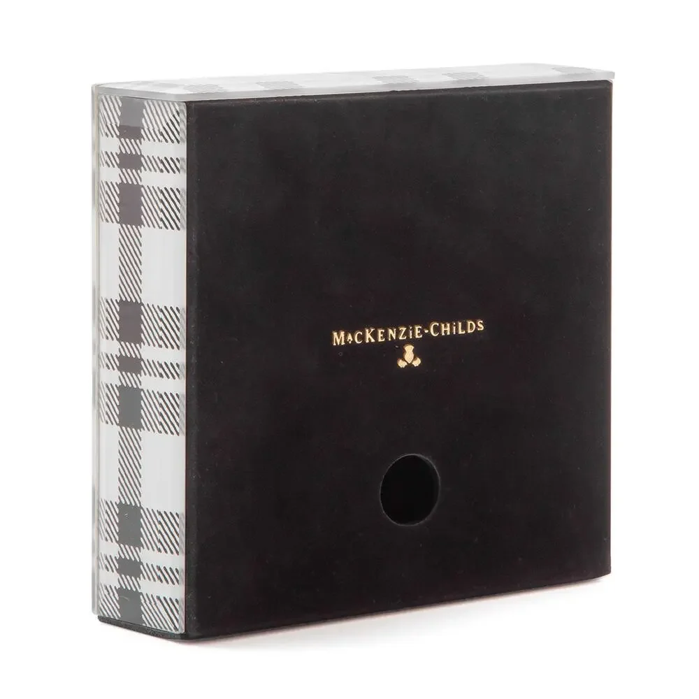 Mackenzie Childs Black & White Tartan Desk Clock NEW